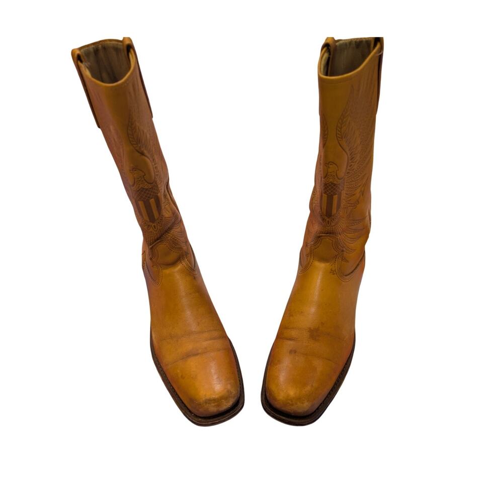 Camel Cigarette 70's Men's Western Boots Eagle Shield Embossed Size 11